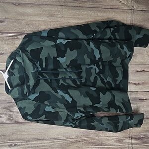 Womens Old Navy Camo Sweatshirt Crop Sz L Fleece Green